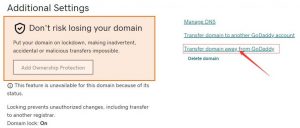 点击 “ Transfer domain away from GoDaddy”转移到其他域名商链接