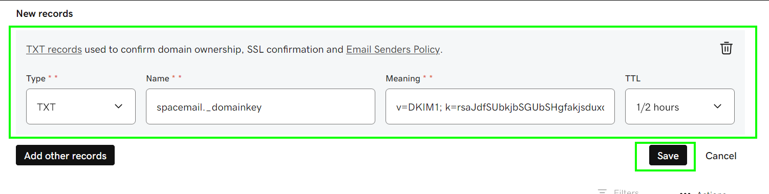 GoDaddy域名配置Spacemail DNS