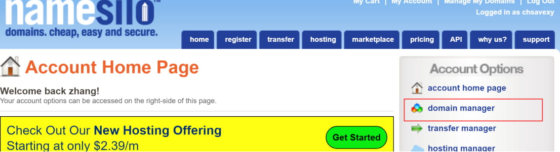 Namesilo：PUSH域名操作